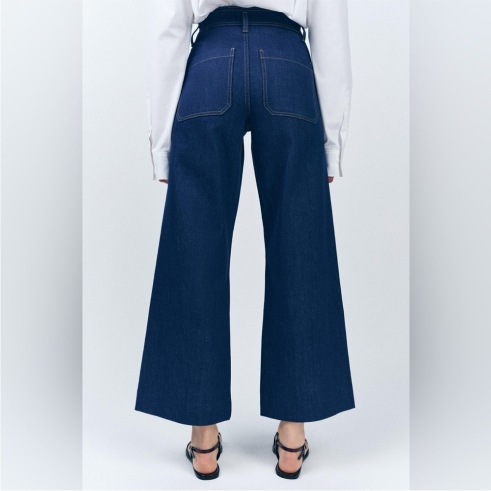 Zara high rise waist wide leg pocket front stretch jeans 6 - Picture 2 of 8